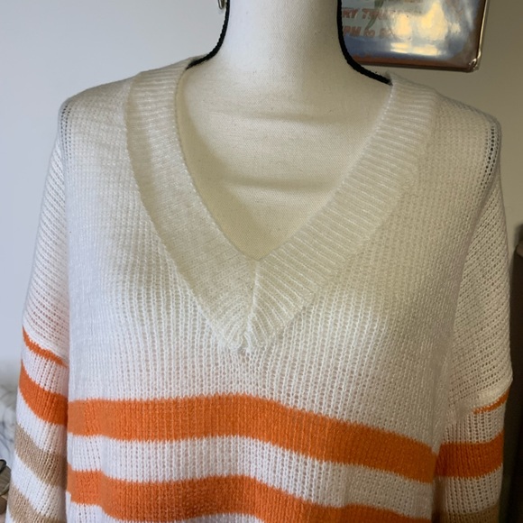 Suzanne Betro Orange Green Brown Sweater - Picture 6 of 9
